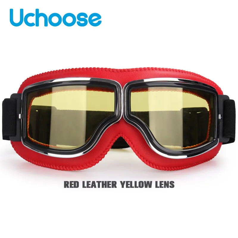 Windproof Bicycles Helmet Glasses Leather Safety Protective Anti-glare Motocross Cross-country Steampunk Glasses Easy To Carry-WAYBIKER