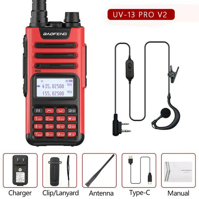 Baofeng UV-13 PRO Ham Radio 16 KM Long Range Distance Dual Band 999 Channel Type-C Charging Walkie Talkie Upgrade UV-5R UV-10R-WAYBIKER
