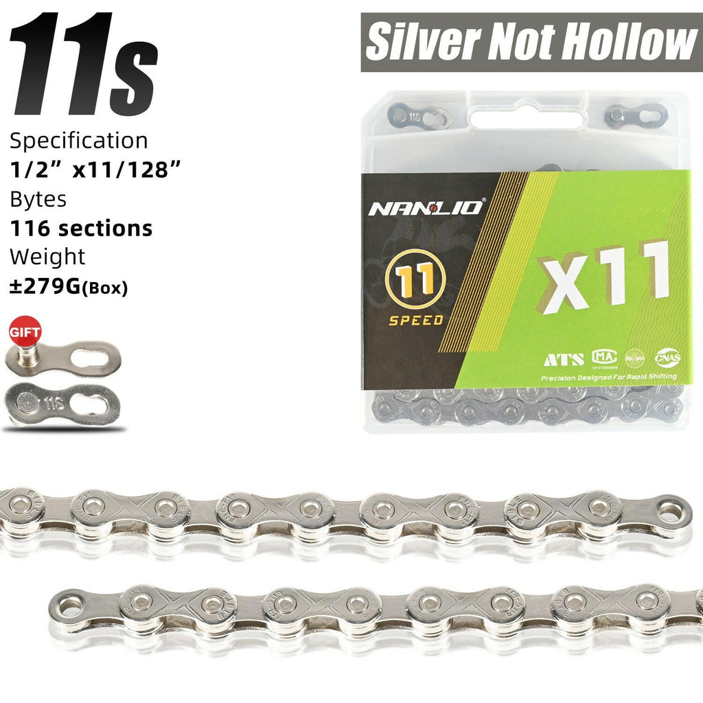 Nanlio Bicycle Chain 116L  X9 X10 X11 X12 9/10/11/12 Speed Road MTB Bike Chain Crankset 8 9 10 11 12s Derailleur hollow 126L box-WAYBIKER