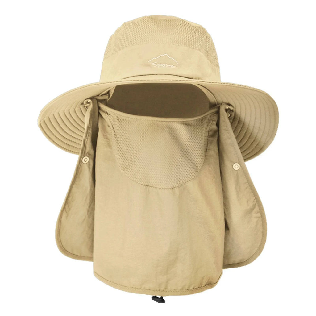 Outdoor Sun Hat UV Protection Wide Brim Neck Flap Face Cover Multifunctional Cap for Hiking Fishing Beach-WAYBIKER