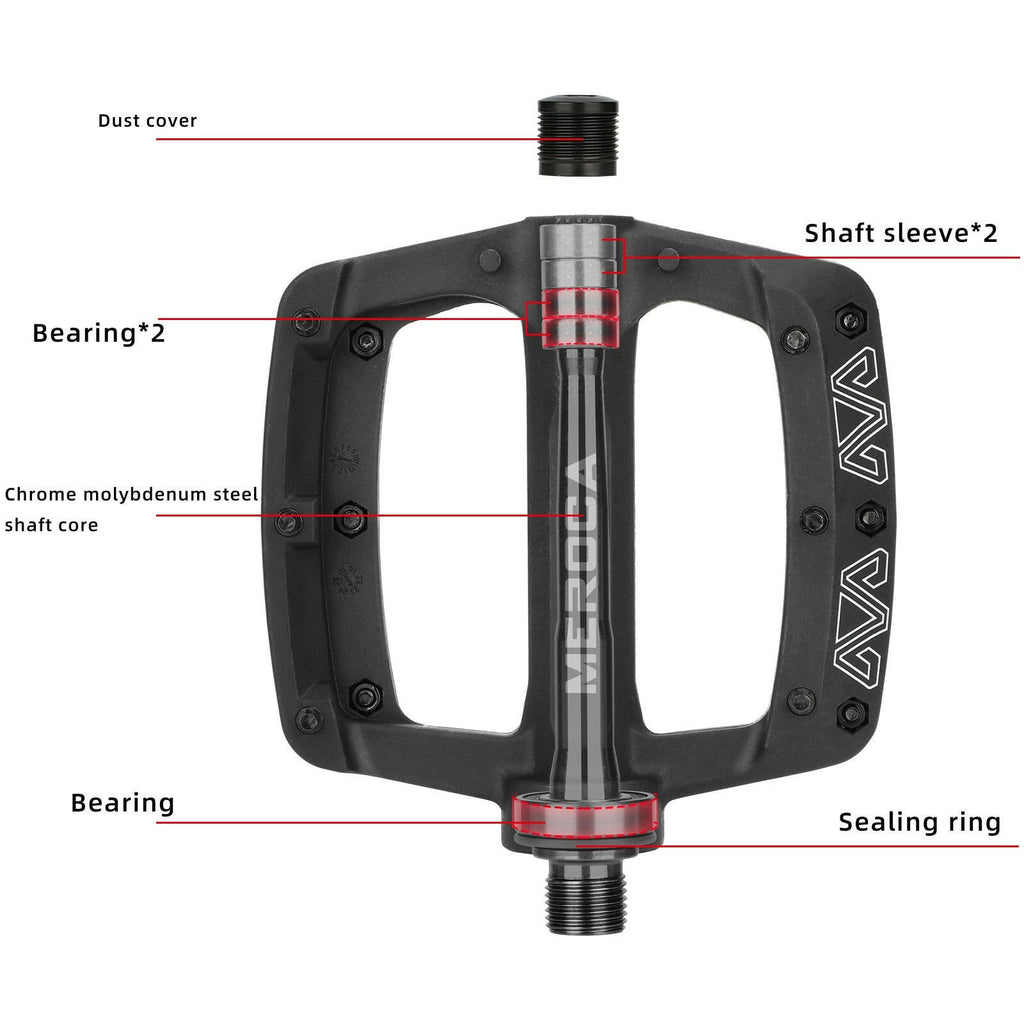 bearing for bike pedal MEROCA 3-Bearing Bicycle Pedal Ultra-Light Nylon Fiber Mtb Pedal Widen