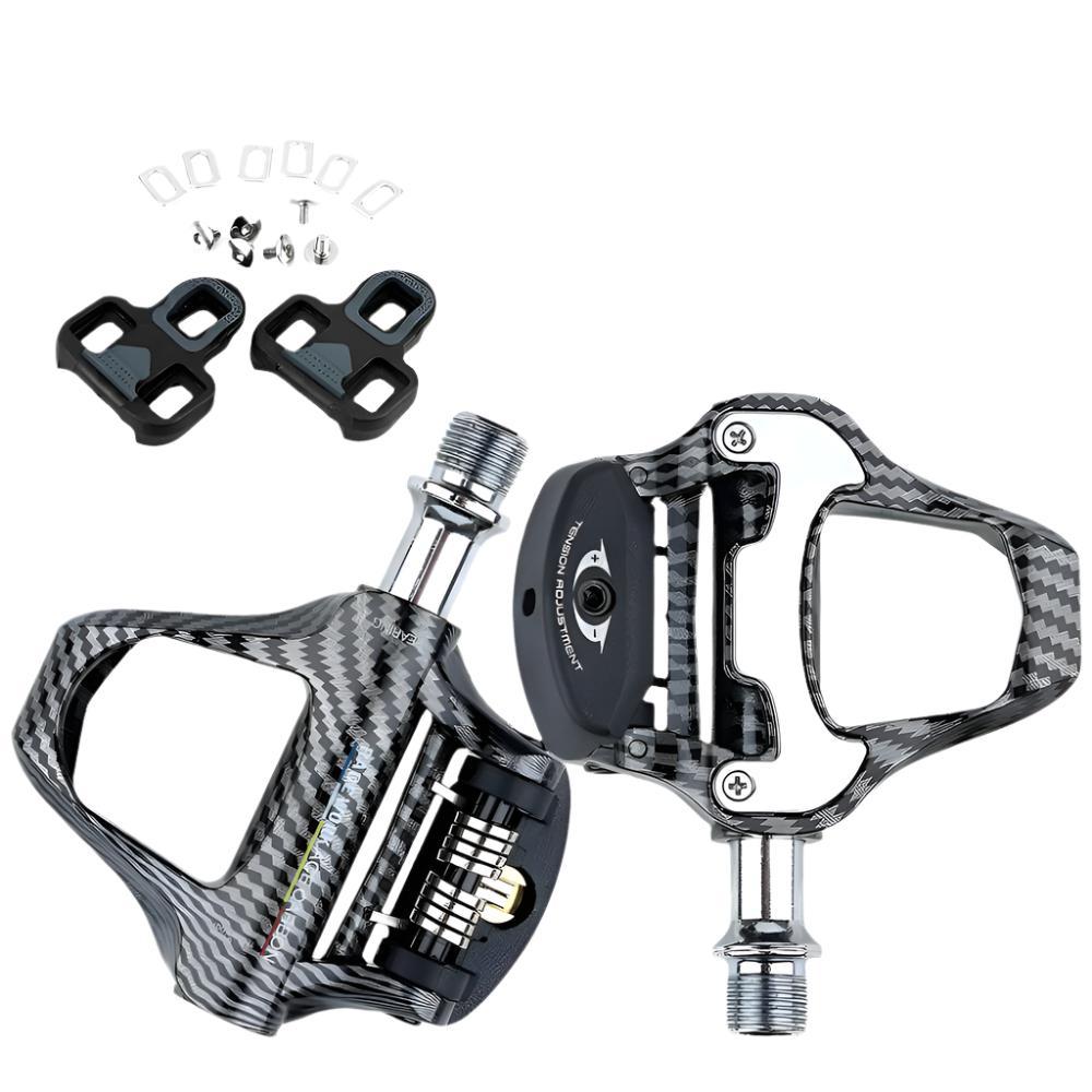 RACEWORK Road Bike Pedal Carbon Fiber Pattern Ultra Light Bearings Pedal For SPD Keo Self-Locking Bicycle Professional Pedals-WAYBIKER