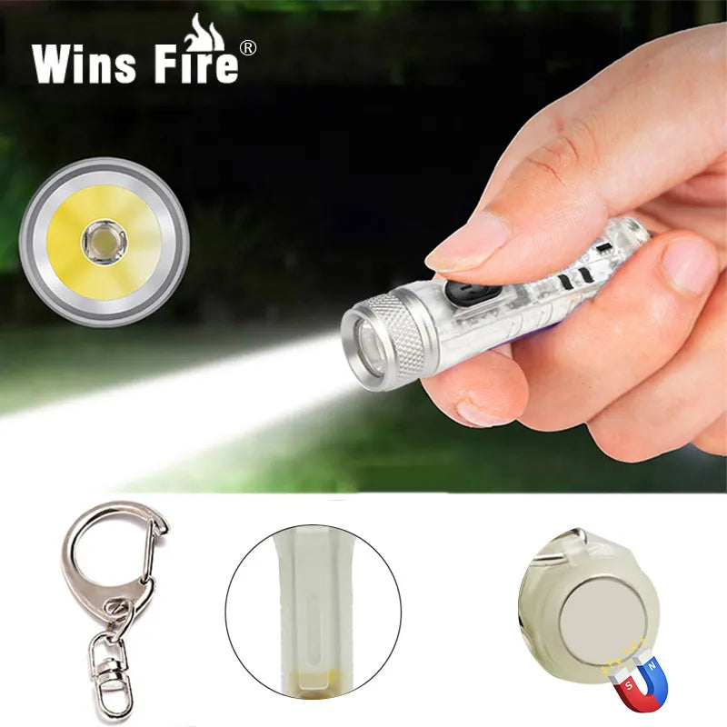 Mini Flashlight TYPE-C Fast Charge Portable Torch IP66 Waterproof  Belt Clip Multi-mode Warning Camping Magnetic Flashlight-WAYBIKER