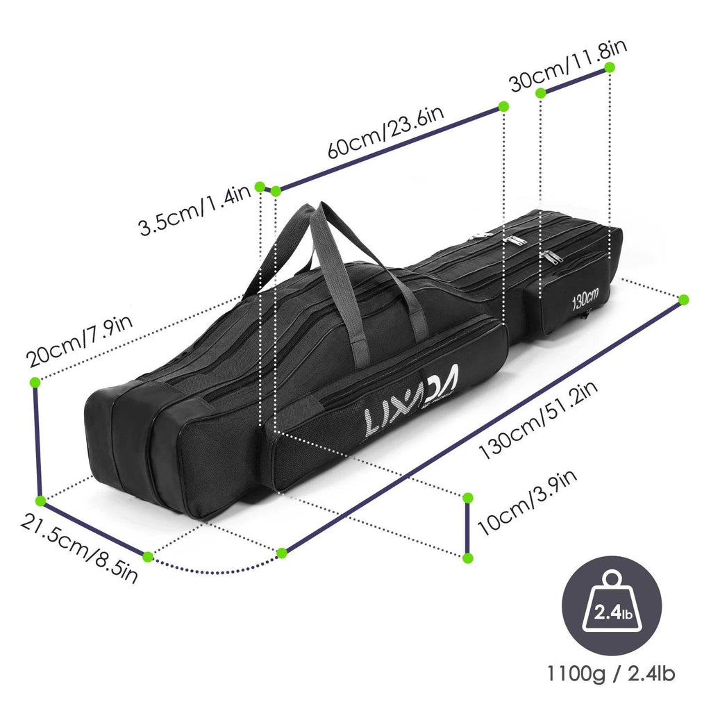 130cm/150cm Three Layers Fishing Bag Portable Folding Fishing Rod Reel Tackle Tool Carry Case Carrier Travel Bag-WAYBIKER