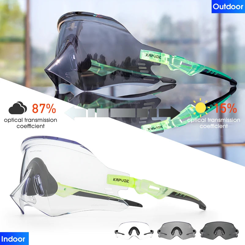 Kapvoe-Photochromic Sports Sunglasses for Man Road MTB Bicycle Glasses Riding Goggle Sports Eyewear Bike Women Cycling Glasses