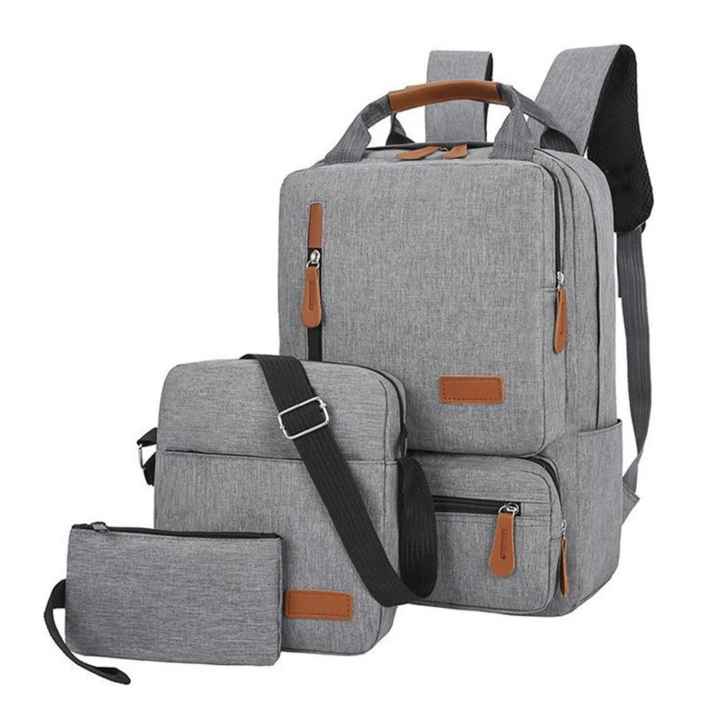 3pcs Backpack Set Women Men Laptop Backpack Shoulder Bag Small Pocket for Travel School Business Work College Fits Up to 14.5in-WAYBIKER