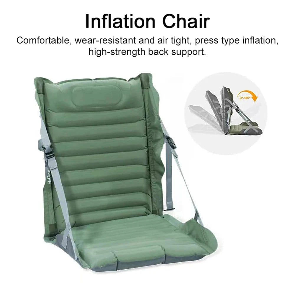 Outdoor Camping Inflation Chair Portable Beach Picnic Inflation Chair Mat with Back Rest Thickness Waterproof Folding Chair-WAYBIKER