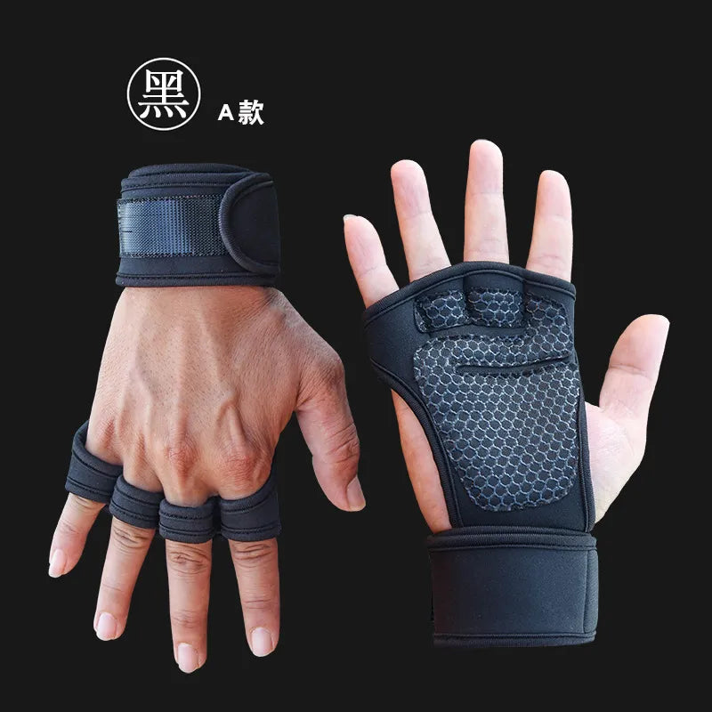 Cycling gloves Weightlifting Training for Men Women Fitness Sports Body Building Gymnastics Gym Hand Wrist Palm Protector Gloves-WAYBIKER