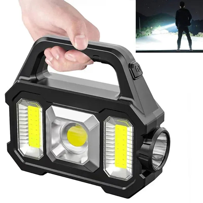 Solar Rechargeable Flashlight Zoomable Waterproof LED Torch Brightly Light Portable Powerful Lantern For Camping-WAYBIKER