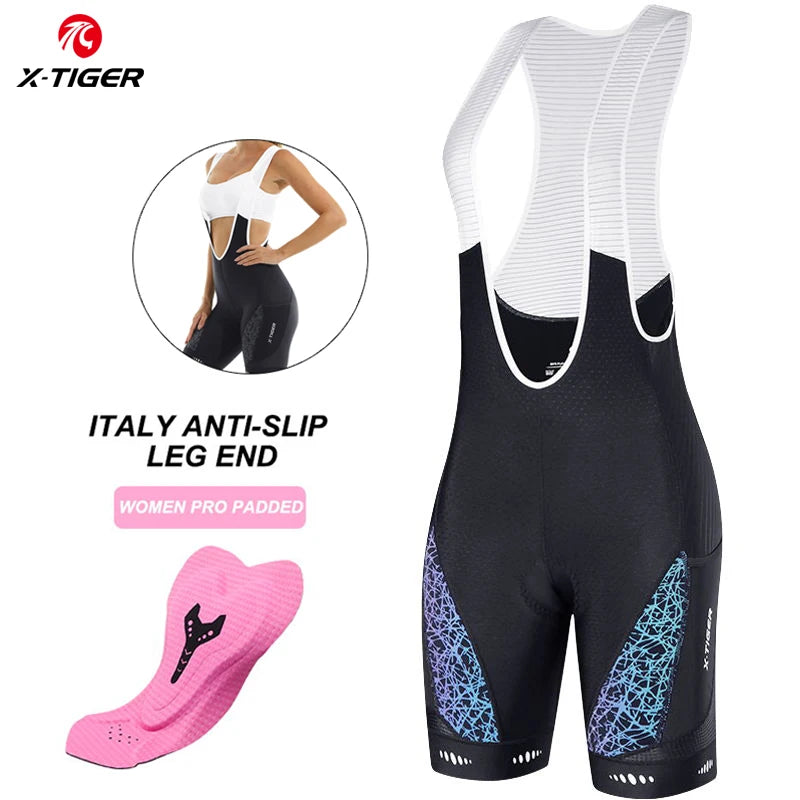 X-TIGER Cycling Shorts Women's Bicycle Shorts Competitive Sponge Padded 7h MTB Bike Shorts With Side Pockets Summer Bib Tights