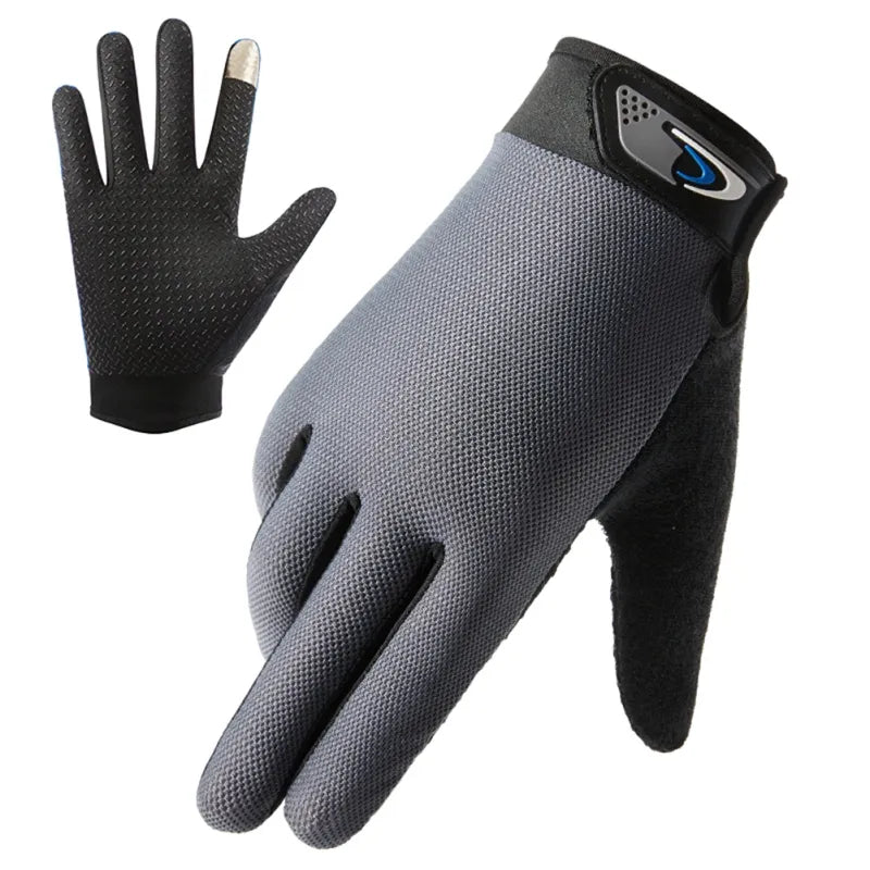 Cycling Fishing Gloves Touch Screen Non-slip Full Finger Thin Breathable Mesh Bike Bicycle Gloves Quick Dry Gloves for Men Women-WAYBIKER