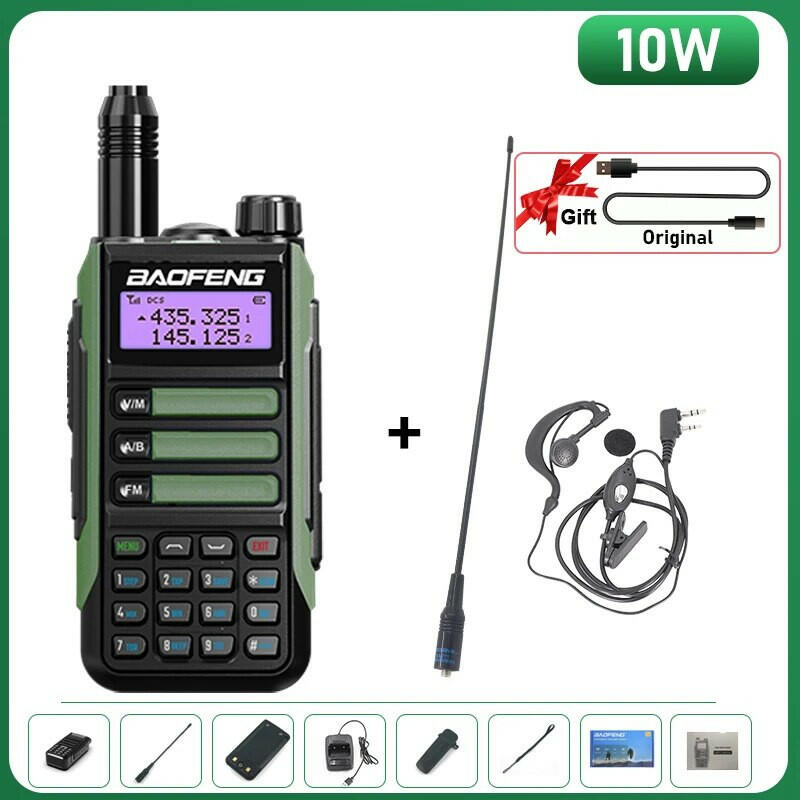 BaoFeng UV-16 Plus Walkie Talkie High Power USB C 10KM Long Range UV-16 Two Way Radio Dual Band Waterproof Transceiver FM Radio-WAYBIKER