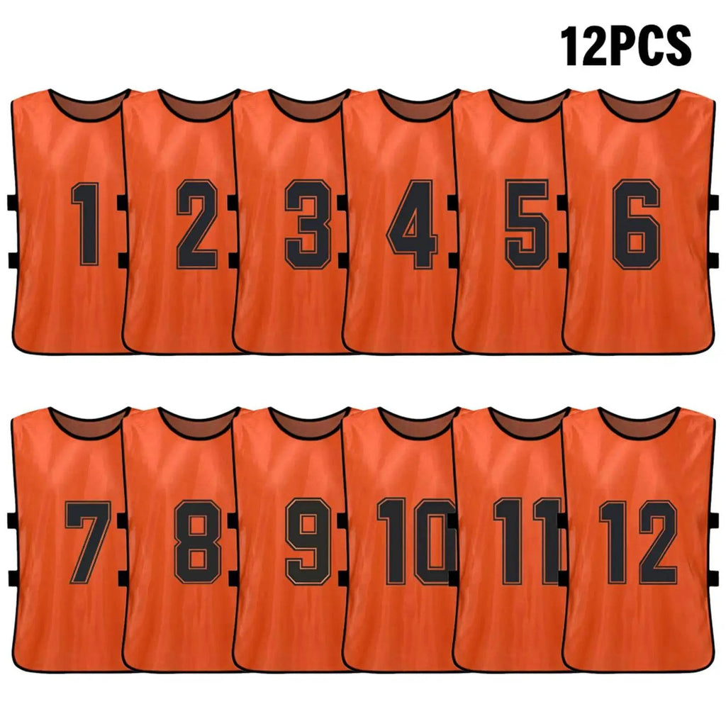 6PCS/12PCS Adults Kids Soccer Pinnies Quick Drying Basketball Football Team Jerseys Training Numbered Bibs Practice Sports Vest-WAYBIKER