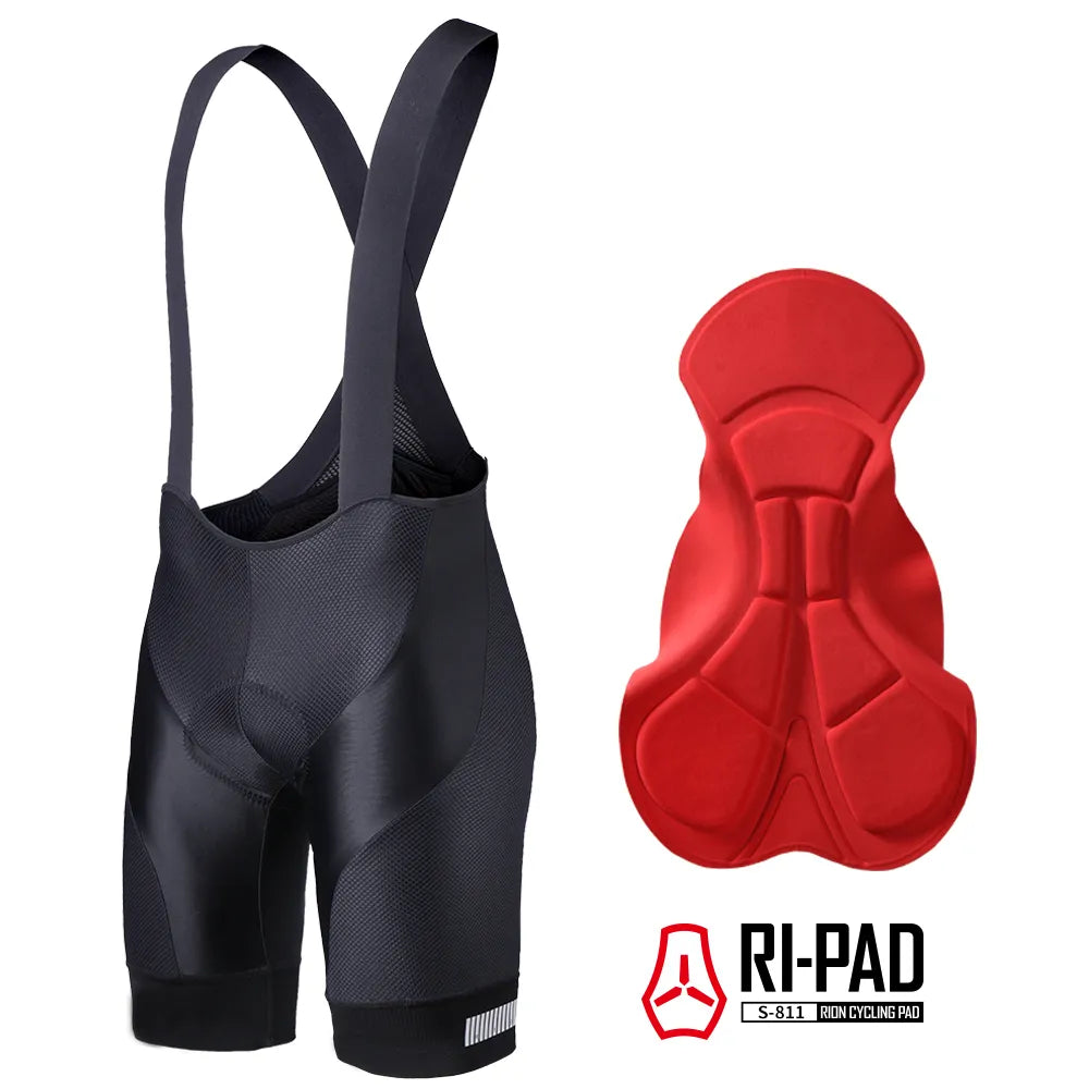 RION Men Cycling Shorts Mountain Bike MTB Bib Tights Bicycle Clothing 3D Padded Pockets Reflective Medium Distance Sports Wear-WAYBIKER