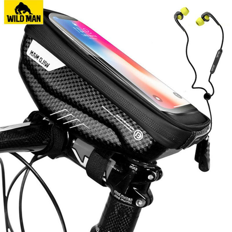 WILD MAN Bike Handlebar Bag Rainproof 5.8/6.0 Inch Phone Case Touch Screen Bicycle Bag Top Front Tube Bag Cycling Accessories