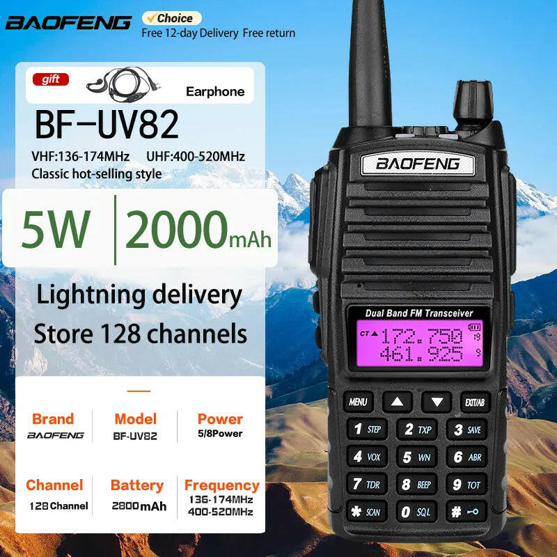 Optional 5W 8W Baofeng UV-82 Walkie Talkie 10 km Baofeng uv5r walkie-talkie hunting Radio uv 82 Baofeng UV-9R UV-5R UV-8HX UV-XR-WAYBIKER