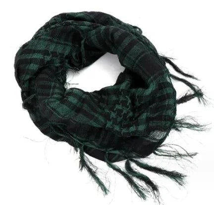 Arab Square Scarf Muslim Shawl Plaid Stripe Printed Outdoor Scarf Wind and Sand Neck Cover-WAYBIKER