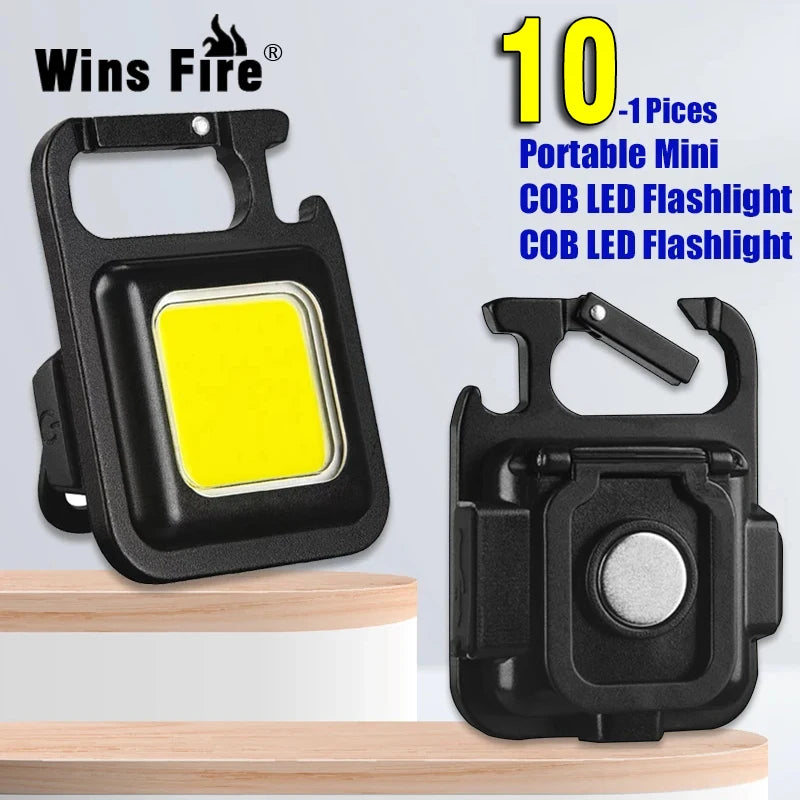 Mini LED Flashlight Keychain Light Multifunctional Portable COB Camping Flashlights USB Charging Work Lights Working for 5 Hours-WAYBIKER