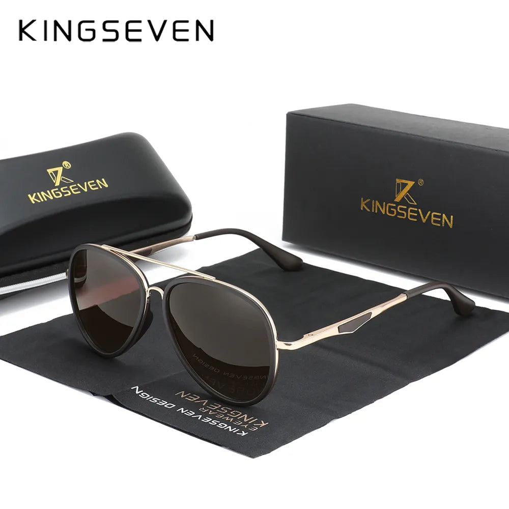 KINGSEVEN 2023 Brand Classic Pilot Polarized Sunglasses Men's Driving Male Sun Glasses Eyewear UV Blocking Oculos-WAYBIKER