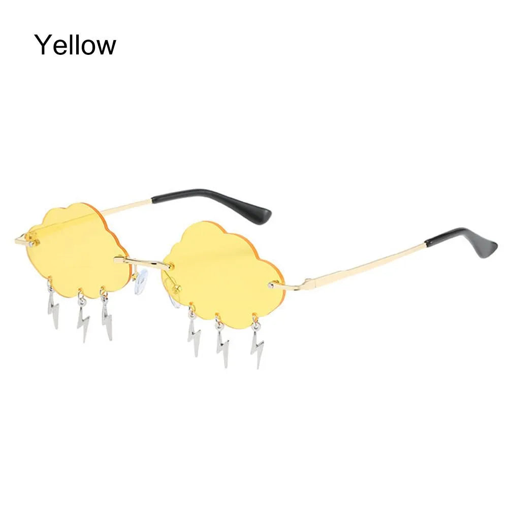 Funny Clouds Lightning Sunglasses Rimless Sunglasses Party Disco Colorful Glasses 90s Sun Glasses Shades-WAYBIKER
