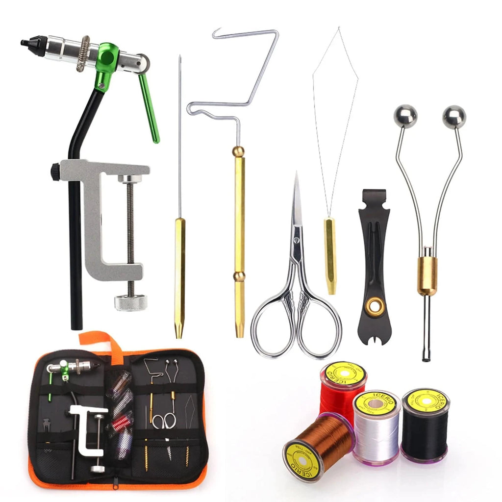 Fly Tying Tools Kit with Fly Tying Threader Needle Whip Finisher Scissors Fly Tying Kits for Flying Fishing Professionals-WAYBIKER