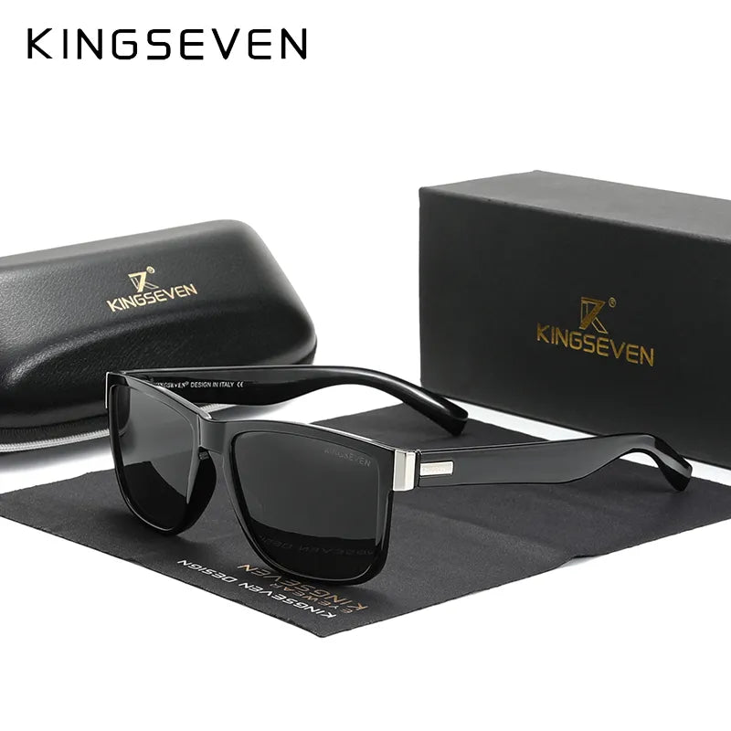 KINGSEVEN Brand Square Retro Gradient Polarized Sunglasses Women Men Carbon Fiber Pattern Design Outdoor Sports Eyewear-WAYBIKER