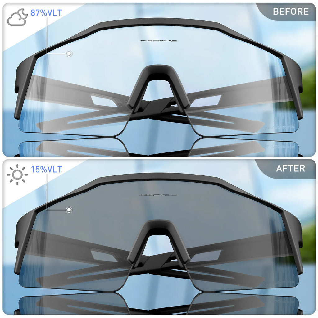 Kapvoe Photochromic Cycling Sunglasses for Men Women Bike Glasses Riding Driving UV400 Mountain Bicycle Goggles Eyewear Sports-WAYBIKER
