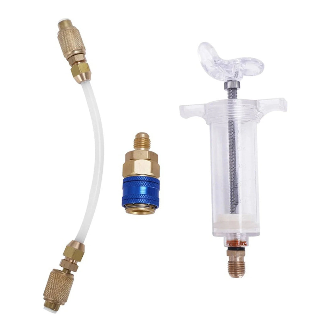Oil Injection Syringe Oil/Dye Injector 30ML with 1/4 SAE R134a Manual Oil Booster A/C Tuner Injector Car Repair Tools-WAYBIKER