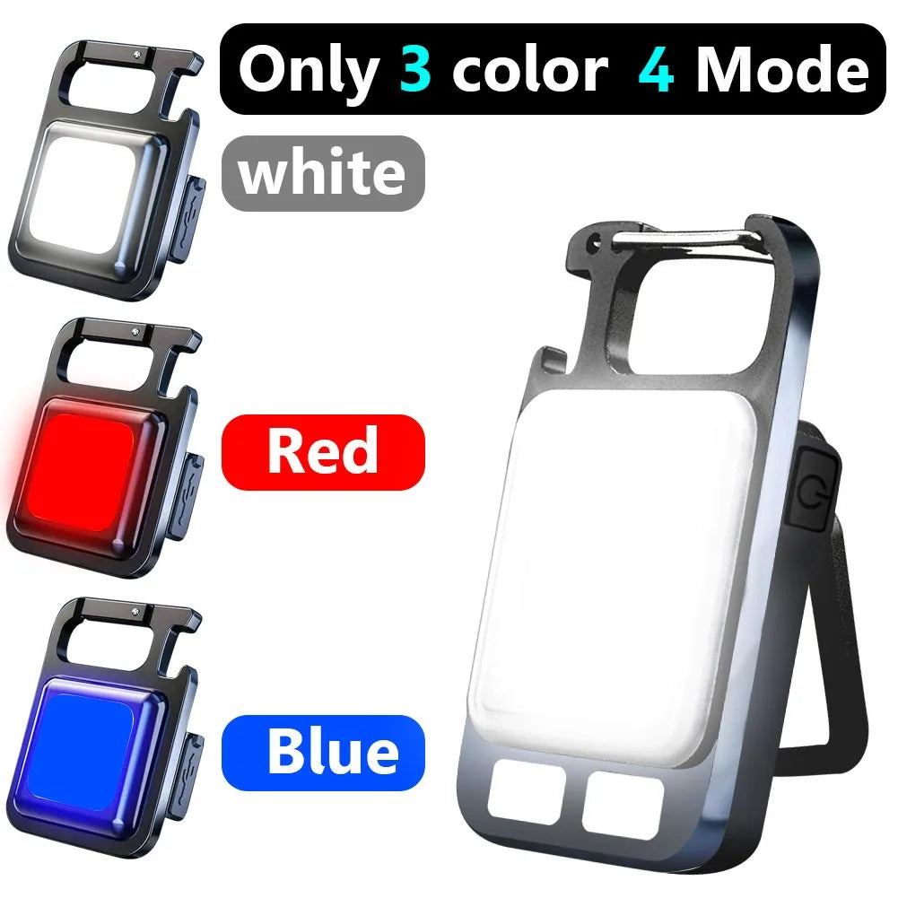 Flashlight Mini Work LED Light Rechargeable Lamp Pocket COB Keychain Portable Flashlight Outdoor Camping Small Light Corkscrew-WAYBIKER