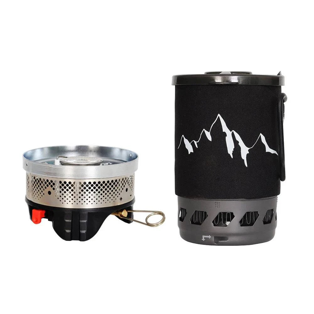 Outdoor Camping Cookware Alumina Picnic Pot and Furnace Set Portable Stoves Windproof 0.9L Pot GasStove Kit-WAYBIKER