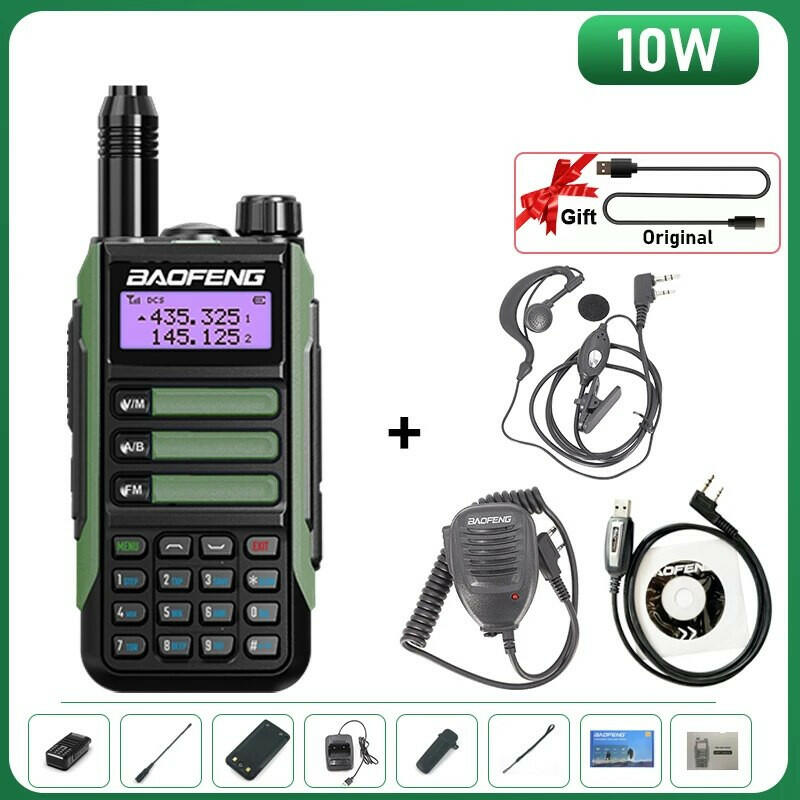 BaoFeng UV-16 Plus Walkie Talkie High Power USB C 10KM Long Range UV-16 Two Way Radio Dual Band Waterproof Transceiver FM Radio-WAYBIKER