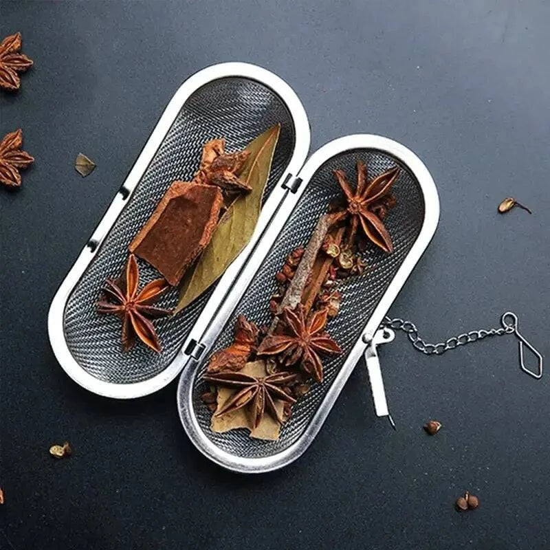 Stainless Steel Cooking Spices Infuser Fine Mesh Loose Tea Herbal Strainer Filter With Extended Chain Kitchen Seasoning Balls-WAYBIKER