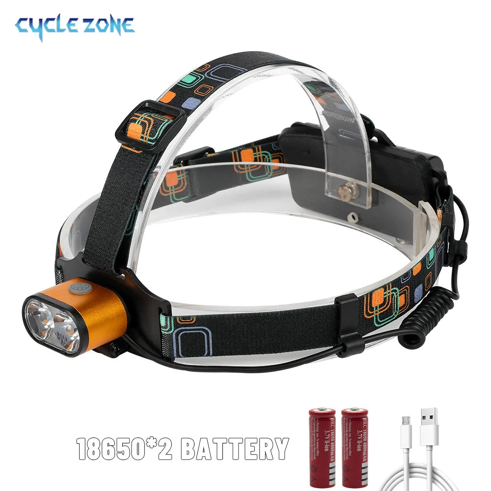Cycle Zone High-power LED Headlight Portable 2T6 Long-range Headlamps Night Fishing Camping Hiking Outdoor Lighting Facility-WAYBIKER