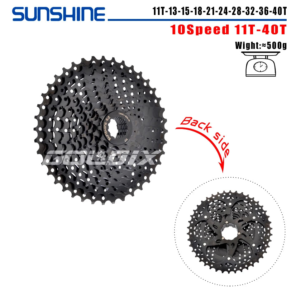 SUNSHINE MTB Cassette 8/9/10/11/12 Speed 40/42/46/50/52T Black K7 Cassette Sprocket for SHIMANO HG Structure