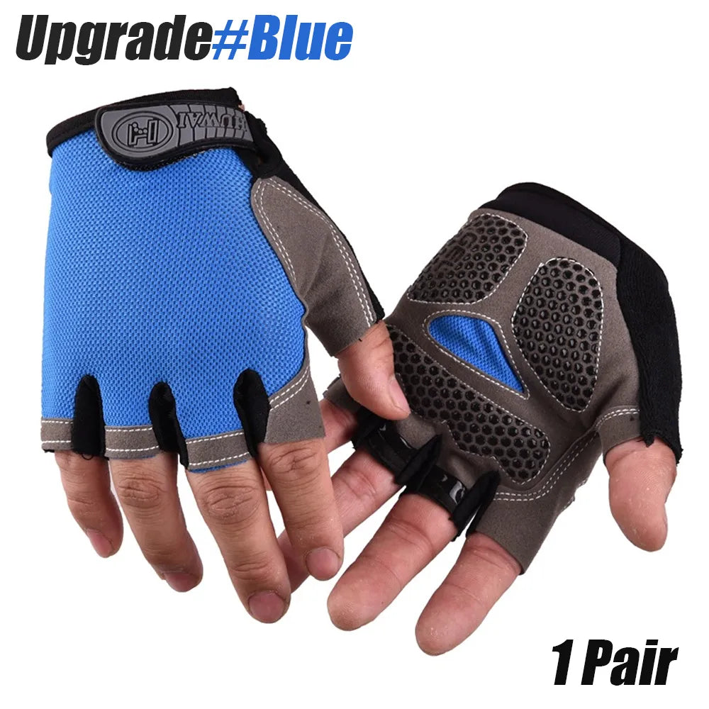 1Pair Cycling Gloves for Men & Women, Anti Slip Shock Absorbing Biking Gloves Half Finger Gel Pad Breathable Bike Bicycle Gloves-WAYBIKER