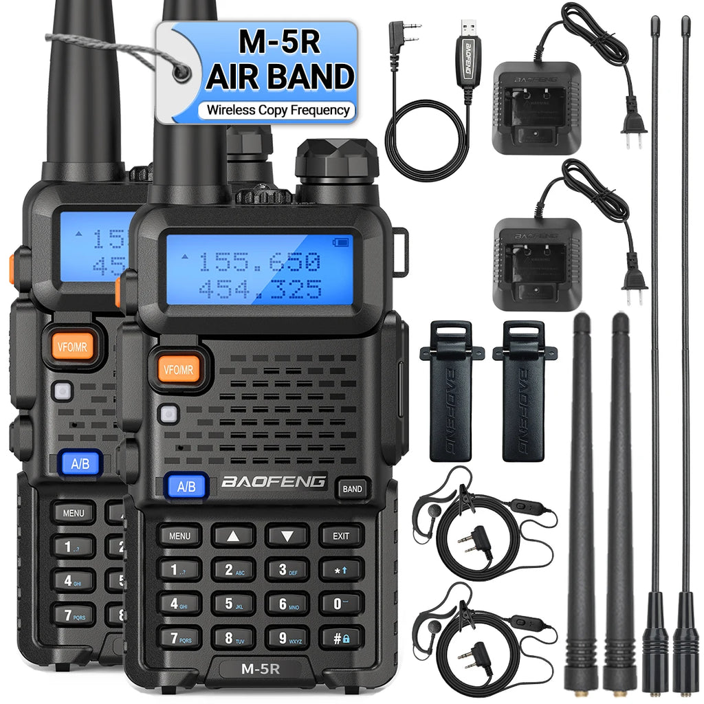 1/2 Baofeng M-5R Air Band Walkie Talkie Full Band Wireless Copy Frequency Long Range VHF UHF UV-5R K5 Portable Ham Two Way Radio
