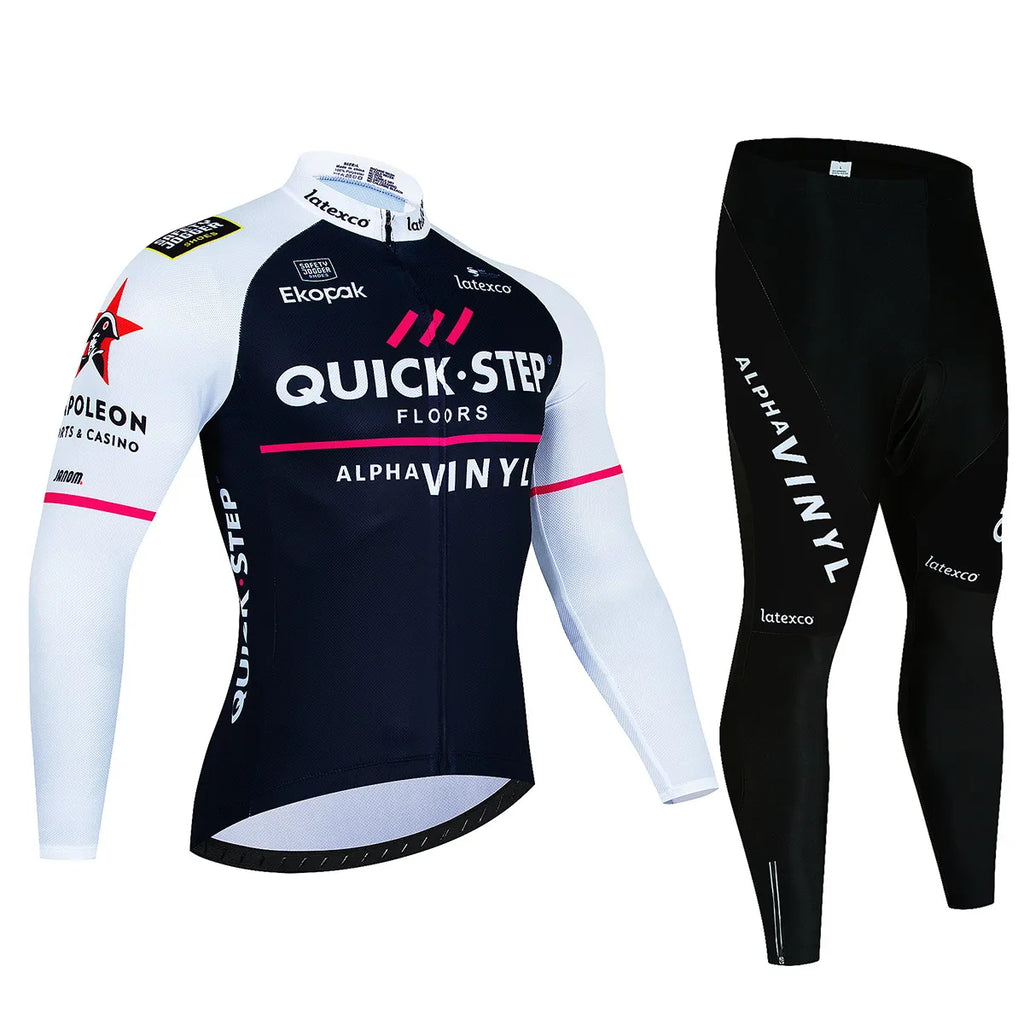 Long Sleeve Cycling Jersey Set New Quick Step Mtb Bicycle Clothing Bicycle Maillot Ropa Ciclismo Mans Bike Clothes Cycling Set-WAYBIKER