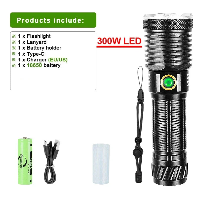 New Ultra Powerful Flashlight 800W LED Rechargeable High Power LED Flashlights 3500M Long Range Torch Outdoor Tactical Lantern-WAYBIKER