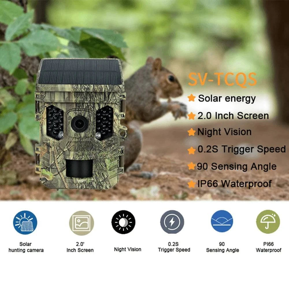 Wildlife Camera Solar Energy Trail Cam 4K with 1080P Night Vision Waterproof BT WiFi APP WiFi Enabled Hunting Cameras 16MP Game-WAYBIKER