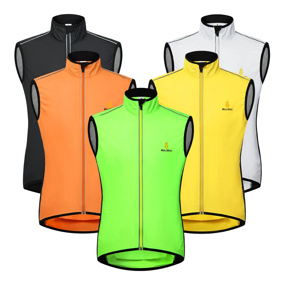 WOSAWE Men's Cycling Vest Wind Jacket Sleeveless Bicycle Gilet Black Lightweight Outdoor Windproof MTB Sports Wind Vest Mesh-WAYBIKER