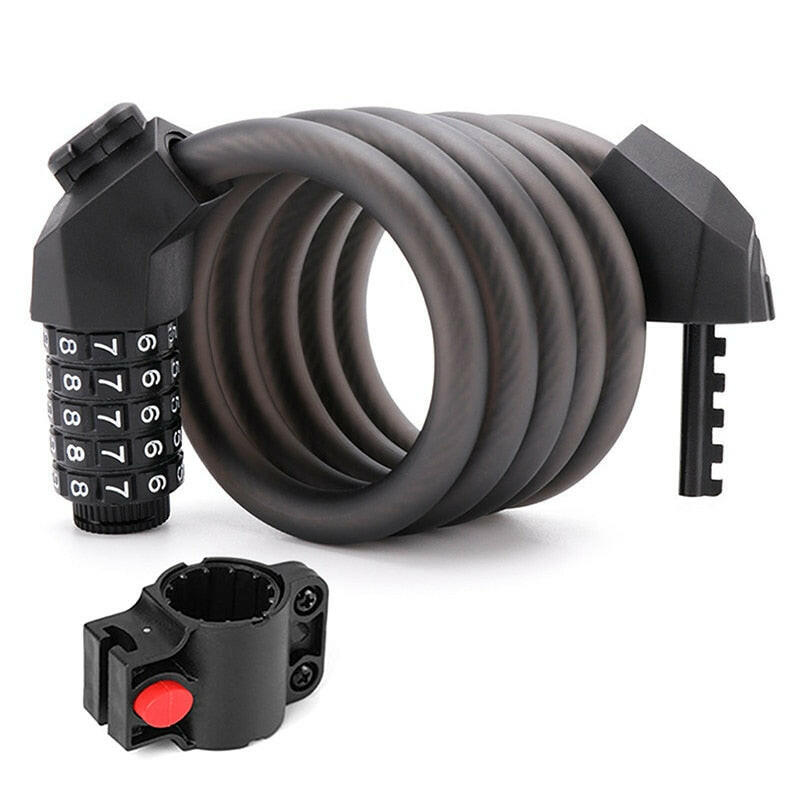 Universal Bicycle Lock Mountain Bike 5 Digit Password Lock Anti-theft Portable Security Steel Chain Motorcycle Password Lock-WAYBIKER