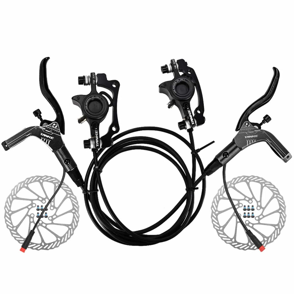 E-Bike Hydraulic Brake Set with 160mm Rotors Front and Rear Hydraulic Disc Brake Caliper Lever for Electric Bike Bicycle Scooter-WAYBIKER