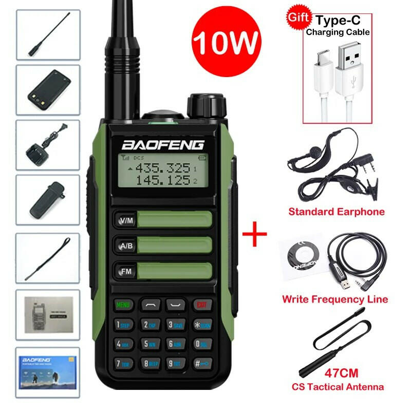 2023 Baofeng UV-16 MAX Walkie Talkie 10 KM Military 10W Powerful Waterproof VHF UHF CB Ham Dual Band Two Way Radio USB-C Charger-WAYBIKER