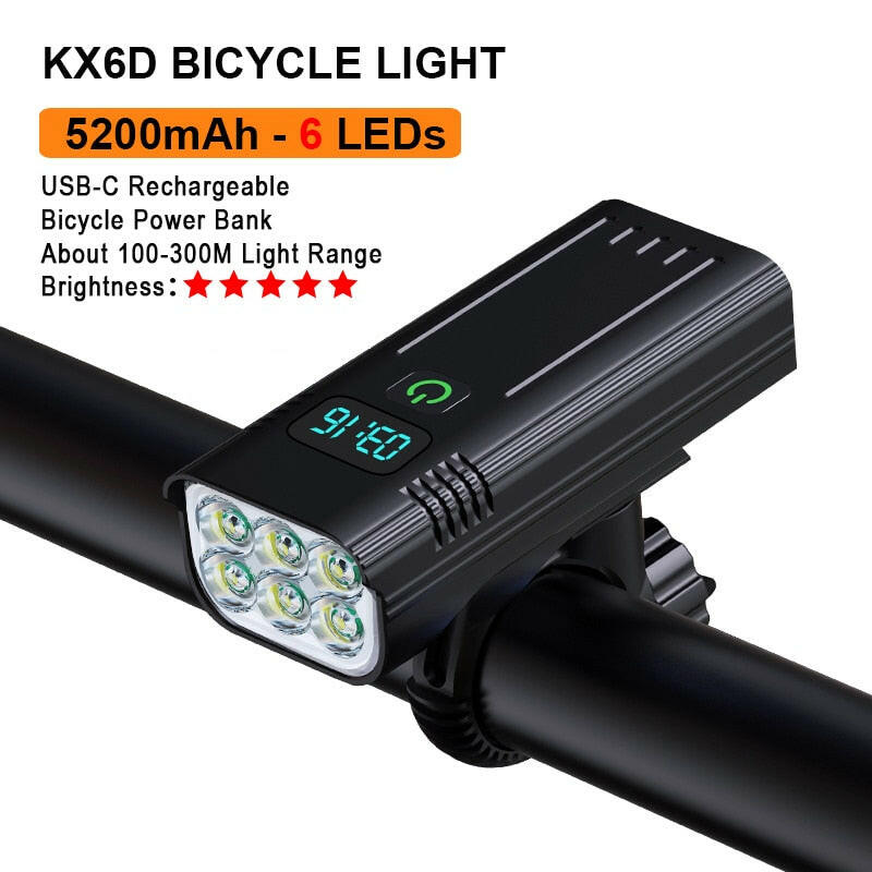 NATFIRE 12 LED Bike Light 4800 Lumen USB C Rechargeable Aluminum MTB Bicycle Light 10000mAh Power Bank Headlight 6 to 12 LED-WAYBIKER