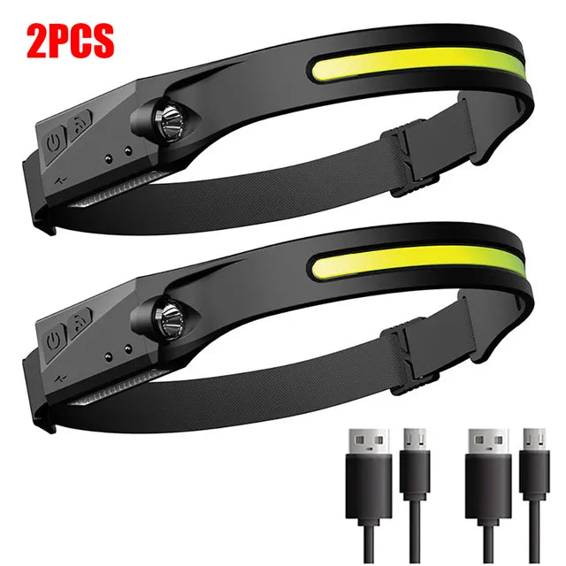 LED Headlamp Sensor Headlight With Built-in Battery Head Flashlight USB Rechargeable Work Light Head Lamp Super Bright Torch-WAYBIKER