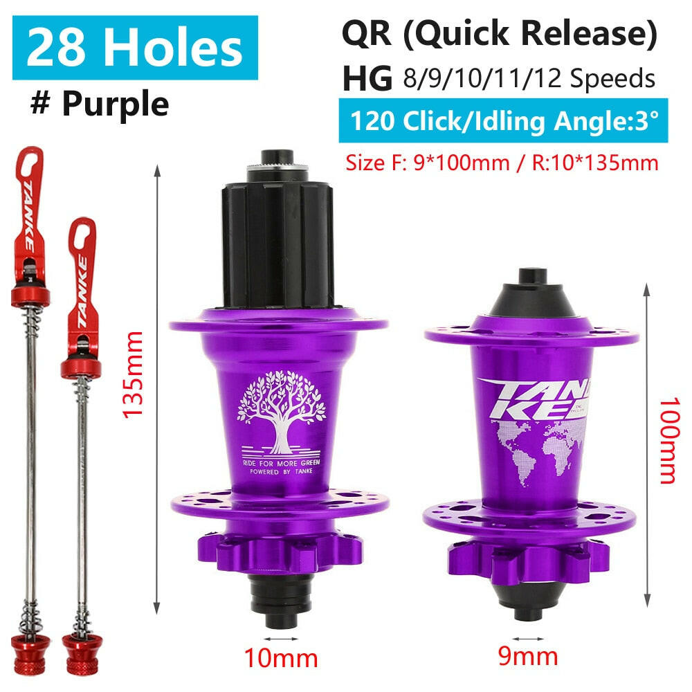 TANKE 120 Click Hub 6 Bearing MTB Mountain Bike Hub Front Rear Thru HG 28 32 36 Holes Disc Brake Bicycle Hubs 8 9 10 11 12 Speed-WAYBIKER
