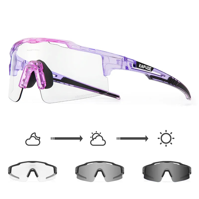 Kapvoe Photochromic Sunglasses Cycling Glasses for Men Women Sports Speed Road MTB Mountain Bike Bicycle Cycle Eyewear Goggle-WAYBIKER
