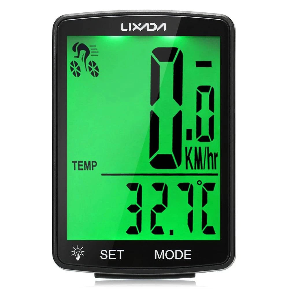 LIXADA Wireless Bike Computer LCD Screen Bicycle Computer Mountain Bike Speedometer Odometer IPX6 Waterproof Cycling Stopwatch-WAYBIKER