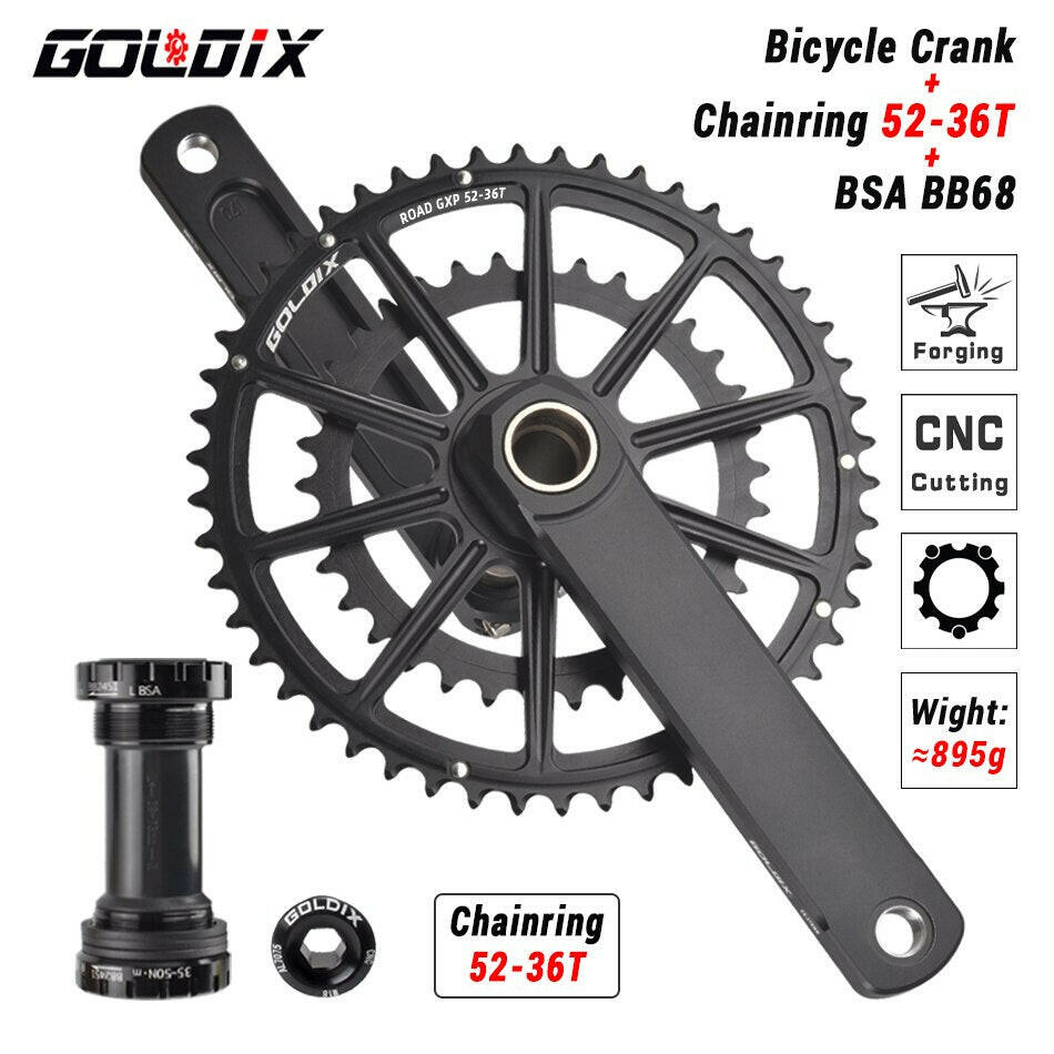 GOLDIX CNC ROAD Crankset for Bicycle Crankset Bottom Bracket ROAD Crank 165/170/175mm Chainring Crown 50-34T 53-39T for Sram AXS-WAYBIKER