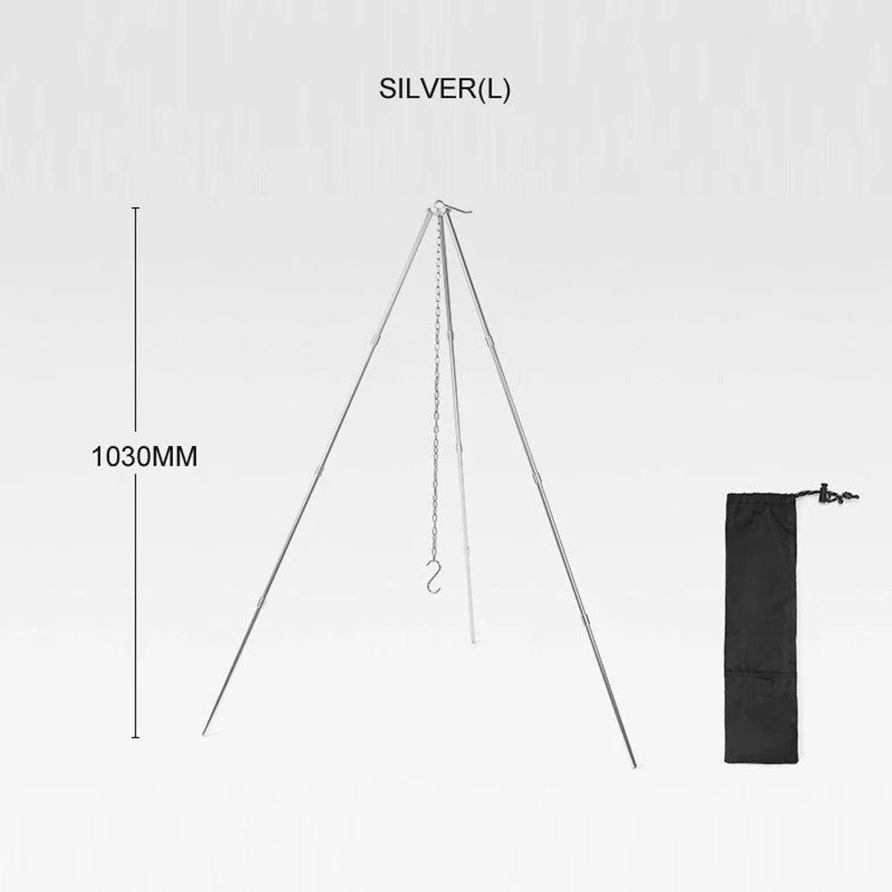 Detachable Outdoor Campfire Tripod Bonfire Rack Portable Aluminum Alloy Hung Pot Stand Folding Bracket for Camping Picnic BBQ-WAYBIKER